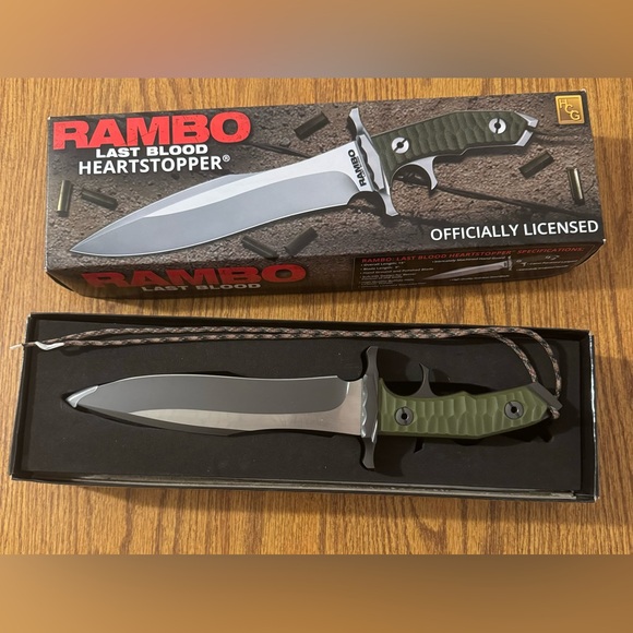 Rambo Last Blood Heartstopper Licensed Tactical Survival Bowie Knife w/Sheath - Picture 6 of 7